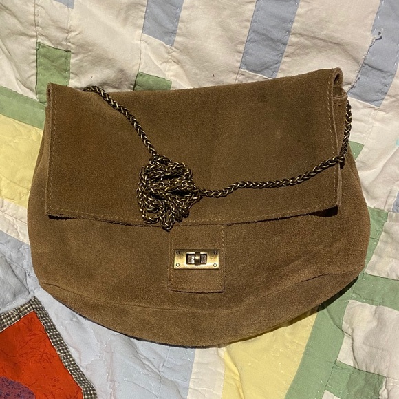 Free People Handbags - FREE PEOPLE | Suede purse with chain